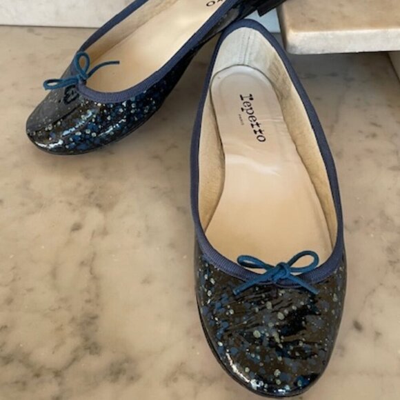 REPETTO PARIS Cendrillon AD Blue Ballet Flats Navy Tattoo 38 - Picture 4 of 17